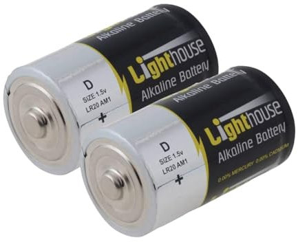 Lighthouse Torches L/HBATD Alkaline Batteries D (2 Pack)
