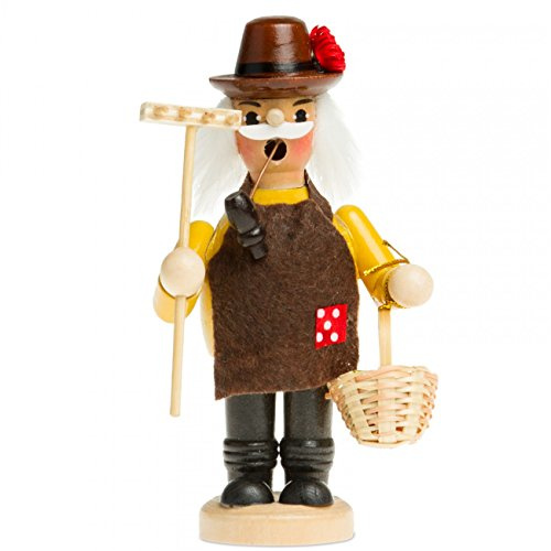 SIKORA Räuchermännchen aus Holz Rääucherfigur Deko Weihnachtsfigur Verschiedene Motive - RM-C, Farbe/Modell:C04 gelb - Gärtner, Höhe in cm:Höhe ca. 13.5 cm