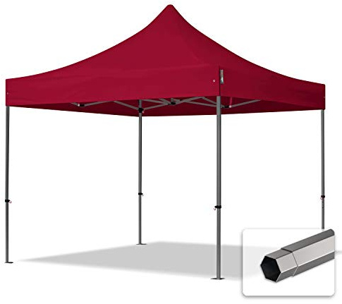 TOOLPORT 3x3m Gazebo Pieghevole, Premium Acciaio, Rosso