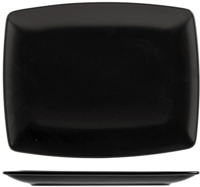 H&H Boston Set 6 Piatti Rettangolari, Stoneware, Nero, 25x15 cm