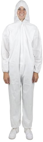 wolfcraft Einwegoverall mit Kapuze I 4890000 I Ganzkörperkleidungsschutz