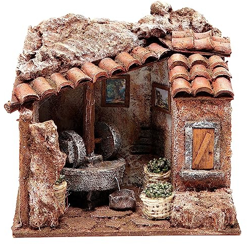 Holyart Maisons, milieux, ateliers, puits: Moulin à Huile décor pour crèche 10 cm