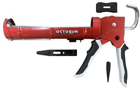 Newborn Octogun 930-GTD Drip-Free Caulking Gun - Gator Trigger Grip | Fits 1/10 Gallon Cartridge |10:1 Thrust Ratio | Smooth Hex Rod Cradle with Built-in Smoother Tool | Scraper & Plug Included