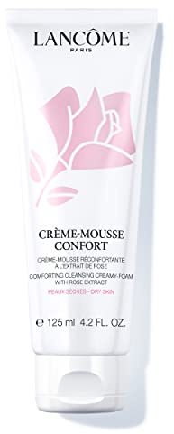 Lancôme Créme Mousse Confort Foaming Facial Cleanser | Comforting Cream Cleanser & Makeup Remover with Rosehip Oil | Gentle Hydrating Face Wash for Soft, Radiant Skin | 4.2 Fl Oz