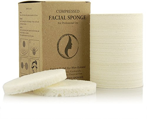 Appearus Natural Cellulose Facial Sponges – 100 Pack (Compressed) – Professional Spa Facial Sponge Pads for Cleansing, Exfoliating, Makeup Removal – White – Gentle on Sensitive Skin