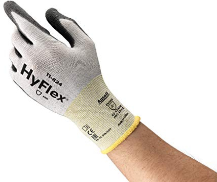 Ansell HyFlex 11-624 Arbeitshandschuhe aus Dyneema, Hoher Schnittschutz und Ausgezeichnete Flexibilität, PU-Beschichtung für Sicheren Griff, Waschbar, Größe 9/L (12 Paires)