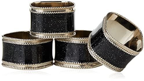 Premier Housewares kvadratiska servettringar, 4 stycken, svart