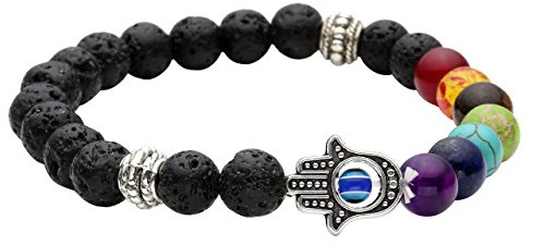 Jovivi Lava Chakra Anxiety Bracelet Spiritual Crystal Gifts For Women Men | Evil Eye Hamsa Hand Good Luck Protection Healing Crystal Bracelet for Women Men Natural Gemstone Bead Bracelet