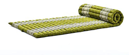 Leewadee - Foldable Floor Mattress - Japanese Roll Up Futon -Trifold Tatami Mat- Guest Floor Bed - Camping Mattress - Thai Massage Mat, Kapok Filled, Green