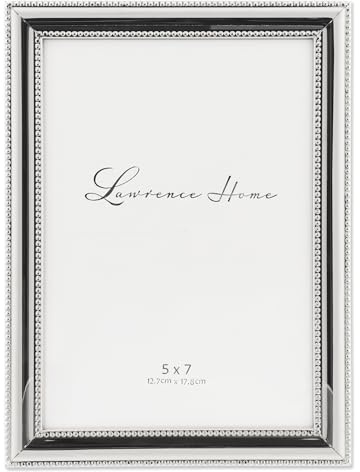Lawrence Frames 510757 Metal Picture Frame Silver-Plate with Delicate Beading, 5 by 7-Inch