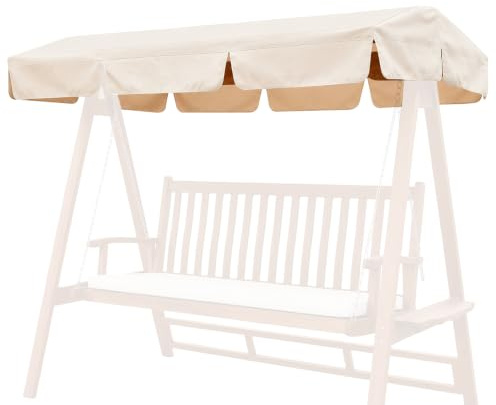 Garden Market Place 2 Seater Garden Swing Replacement Canopy, Beige Swing Seat Canopy Cover, Shower & Fade Resistant Polyester, Reinforced Corners, Fits Most Wooden & Metal Frames, 142 x 120 cm