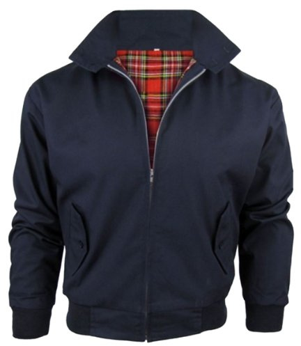 G5 APPAREL Boy's Classic Harrington Bomber Jacket - Tartan Lining for Kids Navy