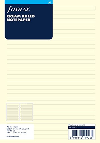Filofax 343032 Notizpapier A5, liniert, creme