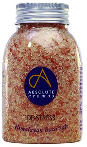 Absolute Aromas De-Stress Bath Salts 290g - Natural Pink Himalayan Salt Infused with 100% Pure Essential Oils Bergamot, Ylang Ylang, Frankincense and Jasmine Oil to Relax and Soak Tired Muscles