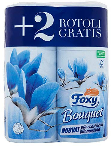 Foxy - Bouquet Papel higiénico, 6 rollos, colores surtidos