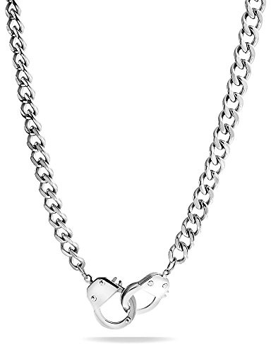 Bling Jewelry Herren Biker Punk Rocker Schmuck Große Statement Ketten Handschellen Halskette In Schwarz Gold Silber Ton Edelstahl Anhänger Für Jugendliche Frauen - 20 Zoll