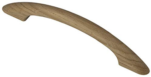 Gedotec Moderner Schubladengriff 128 mm Möbelgriff Holz-Griff Bogengriffe Küche aus Eichenholz | Bohrabstand 128 mm | Länge 170 mm | Eiche natur | 1 Stück - Design Schrankgriff mit M4 Gewindeschrauben