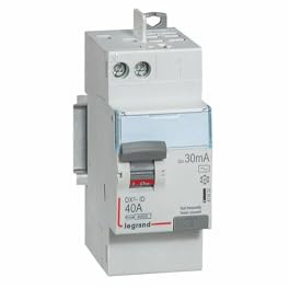 411632 Interrupteur différentiel DX3 2P 40A type AC 30mA arrivée haute + départ haut - 2 modules - Legrand