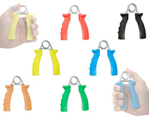 AFH-Webshop Fingerhanteln 6er Set | Multicolored (Beige, Yellow, Red, Green, Blue, Black) | HAND_STRENGTHENER | Handgelenkshantel | Fitness