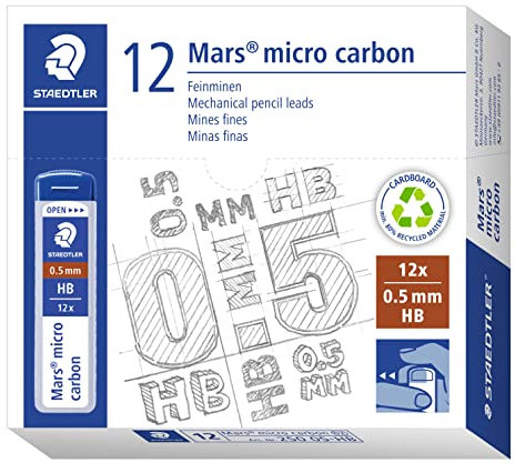 STAEDTLER Mars Micro 250 05-HB Feinminen, Minendurchmesser 0.5 mm, HB, 12er Packung