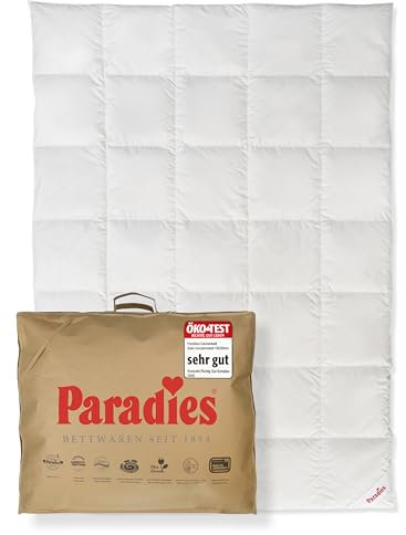 PARADIES Daunendecke 135x200 cm 665g - Gabi 90, Ganzjahresdecke mit 100% Baumwolle + RDS-zertifizierten Gänsedaunen/-Federn 90% Daunen + 10% Federn