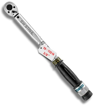 SW-Stahl 03905L Profi Drehmomentschlüssel 3/8 Zoll, 20-110 Nm | Für Motorrad, E-Bike und Kfz - Mit Durchsteckvierkant für Rechtsanzug - Akustisches Signal - Inklusive Kunststoffkassette