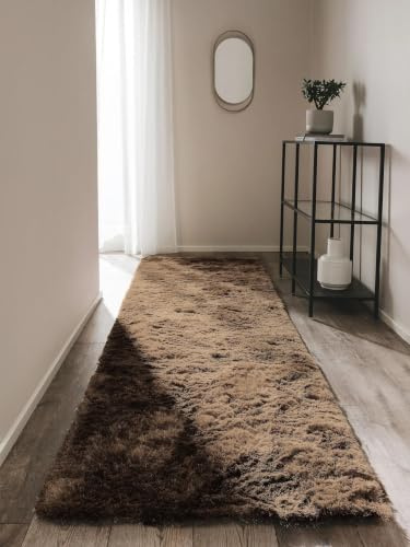 benuta Nest Hochflorteppich Whisper - Hellbraun 80x300 cm - Kuschelig Weicher Teppich für Schlaf- und Wohnzimmer - Pflegeleicht - Fußbodenheizung Geeignet