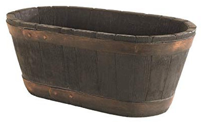 Oblong Walnuss-Indoor Outdoor Barrel Kunststoff Trough Planter Blumentopf