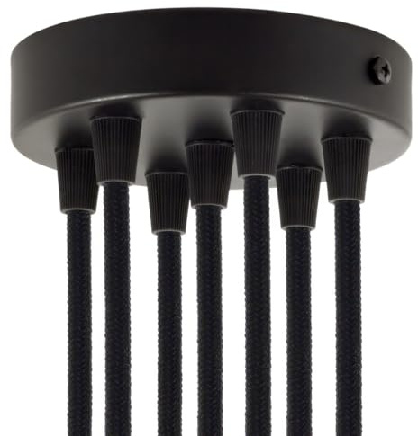 creative cables - Zylindrischer 7-Loch-Lampenbaldachin Kit aus Metall - Konisch, Schwarz