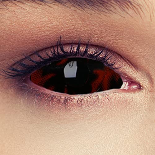 DESIGNLENSES, Lenti a contatto colorate nero ardente, senza gradazione, 1 paio (2 pezzi), Lenti da 22 mm che coprono l'intero occhio + custodia per lenti Black Beast