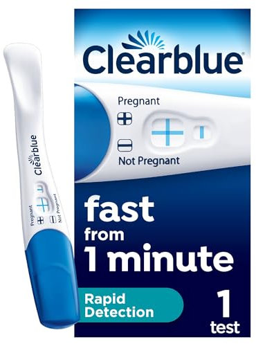 Clearblue Pregnancy Test, Rapid Detection, Result As Fast As 1 Minute, 1 Test, Easy At Home Pregnancy Test, Packaging May Vary