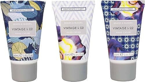Vintage and Co Beauty Hand Cream 3x 30ml, Hand Moisturiser Enriched with Shea Butter, 3 Fragrances, Pocket-Size, Travel Size, Vegan and Cruelty Friendly, Gift For Her