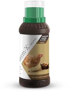 Verm-X Flüssig für Geflügel, 500 ml. Statt chemischer Wurmkur für Hühner, Gänse, Enten, usw. eine natürliche Kontrolle innerer Parasiten mit der bewährten Verm-X Kräuter-Rezeptur.