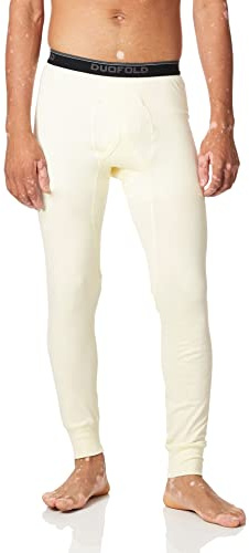 Duofold Men's Mid Weight Wicking Thermal Pant, Winter White, Large