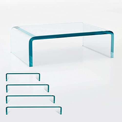 bijon TV Aufsatz Glas Bildschirm-Erhöhung | PC Monitor-Erhöhung, Schreibtisch-Aufsatz für Laptop | (B/T/H) 350x250x110mm - klar