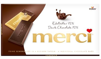 merci Tafelschokolade Edelbitter 72 Prozent – 1 x 100g – Feinste Täfelchen aus Edel-Bitterschokolade zum Naschen, Teilen und Verschenken