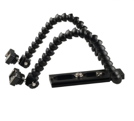 Nicna Flexible Dual-arm Dual-Shoe Flash Bracket for Canon Nikon Pentax Macro Shot