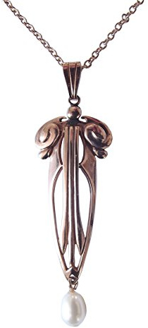 Dakota House Jugendstil Damen Halskette 925 Sterlingsilber vergoldet Perle