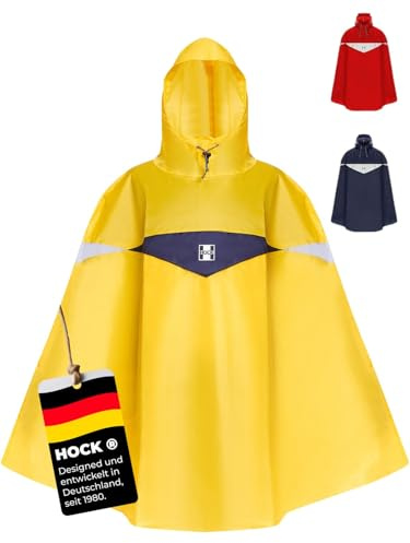 HOCK Premium poncho da bicicletta Super Praktiko con ventilazione e apertura laterale, 100% impermeabile, per uomo e donna., Uomo, giallo/marine, XL bis 185cm Körpergröße