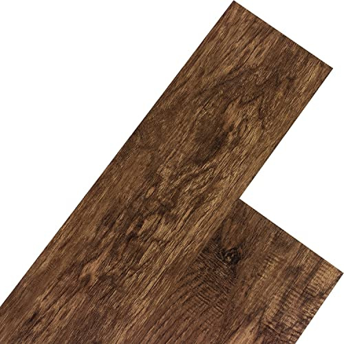 STILISTA Vinyl Laminat Dielen, 15 Dekors Wählbar, 5,07 oder 20 m², Rutschfest, Wasserfest, Schwer Entflammbar - 20 m² Walnuss Rustikal Dunkelbraun