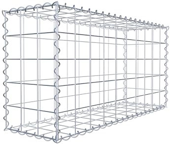 GABIONA Gavión de piedra angular, malla 10 x 10 cm, profundidad 30 cm, cierre en espiral, galvanizado (100 x 50 x 30 cm)