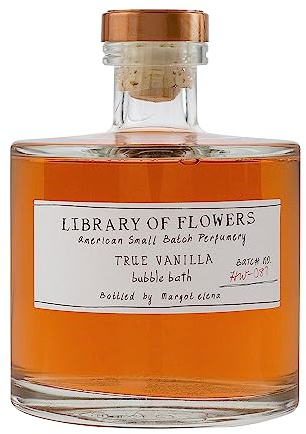 Library of Flowers True Vanilla Bubble Bath, Bergamot, Dark Vanilla & Amber Storied Fragrance, 17 fl. oz. Luxury Hydrating Bubbling Soap, Richly Scented Bath and Body Product