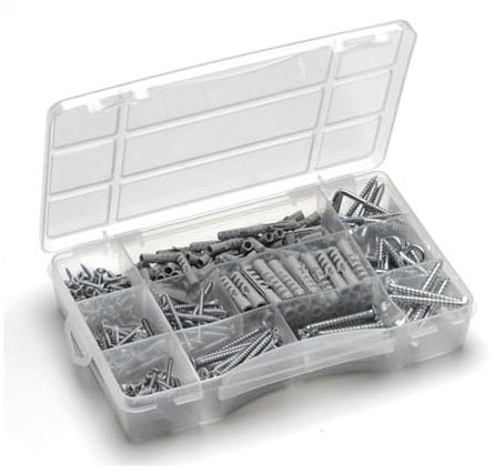 Index Fixing Systems MLMULT201 Assortment Case, 415 Pieces, Includes: Fin Dowels, Hexagonal Wood Screw, Chipboard Screws, Screw Hooks, Assortment Case, Light Load, Application Set Interior Fittings