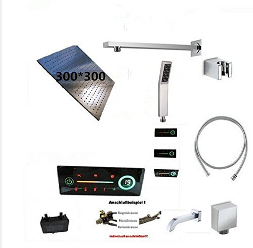 GOWE Digital Thermostatic Shower Set Bath Mixer with Digital Display Shower Panel Color:red