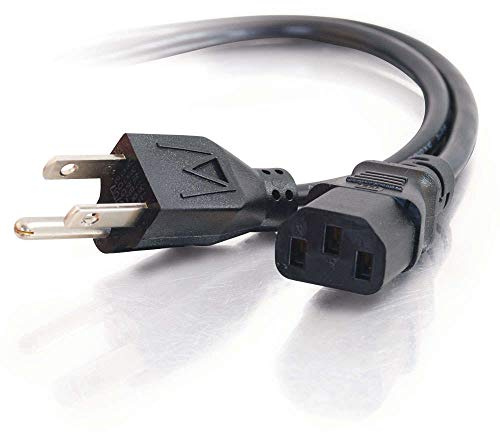 C2G Universal Power Cord, Computer Extension Cord with 16 AWG Power Cord, 8 Foot Computer Power Cable, Black, 1 Count, NEMA 5-15P to IEC C13, C2G 29928 - TAA Compliant