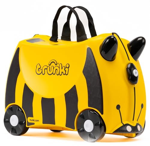 Trunki Handgepäck und Kinderkoffer zum Draufsitzen | Kinder Risen Geschenk für Mädchen und Jungen | Trolley Bernard Biene (Gelb)