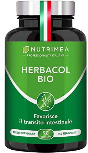 HERBACOL BIO | Cumino, Psillio, Finocchio e Aloe Vera | Contro Stitichezza, Gonfiore e Difficoltà di Digestione | Pulisce il Colon e l’Intestino | 90 Capsule