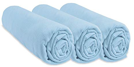 Lot de 3 Draps housse Bébé Pour Couffin Berceau Nacelle Lit Bébé Lit Parapluie | Bambou Hypoallergénique | Extensible | Doux Respirant | Marque Easy Dort | Certifié Oeko-Tex | Fabriqué en Europe (70X140, Ciel)