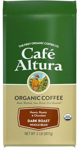 Cafe Altura Whole Bean Organic Coffee, Dark Roast, 32 oz Bag