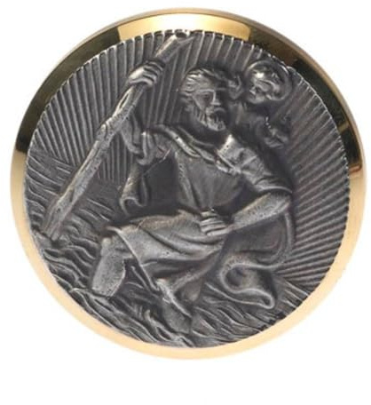 HP Autozubehör 19121 Christophorus Plakette, Gold, Silber